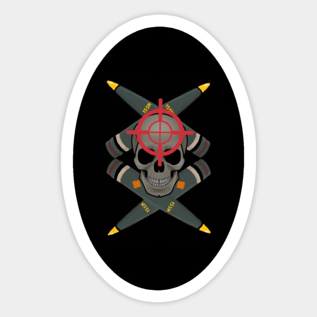 Artillery skull Sticker by RiffRaffComics